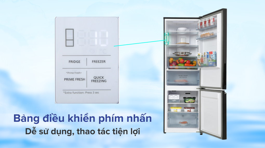 Tủ lạnh Panasonic Inverter 325 lít NR-BC361VGMV - Bảng điều khiển phím nhấn Tủ lạnh Panasonic Inverter 325 lít NR-BC361VGMV - Bảng điều khiển phím nhấn