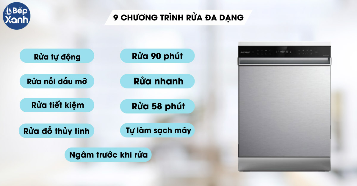 Máy rửa bát Eurosun SMS81EU19ES 9 chương trình rửa đa dạng
