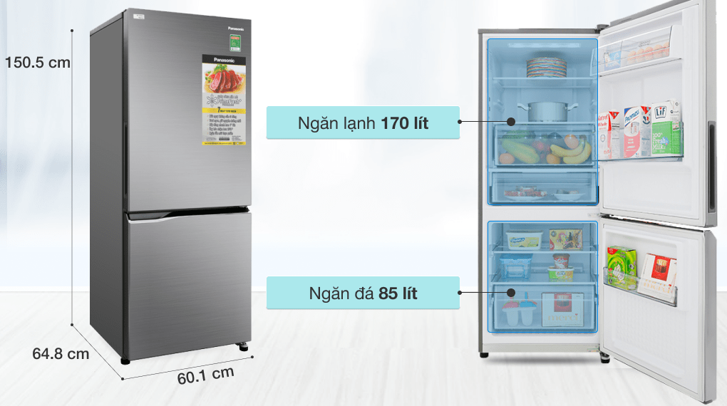 Tủ lạnh Panasonic Inverter 255 lít NR-BV280QSVN - Dung tích 255 lít Tủ lạnh Panasonic Inverter 255 lít NR-BV280QSVN - Dung tích 255 lít