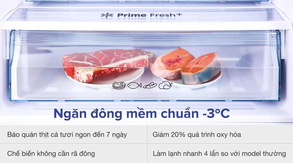 Tủ lạnh Panasonic Inverter 255 lít NR-BV280QSVN - Ngăn đông mềm Prime Fresh+ Tủ lạnh Panasonic Inverter 255 lít NR-BV280QSVN - Ngăn đông mềm Prime Fresh+