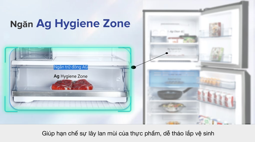 Tủ lạnh Panasonic Inverter 326 lít NR-TL351VGMV - Ngăn trữ đông tinh thể bạc Ag Hygiene Zone Tủ lạnh Panasonic Inverter 326 lít NR-TL351VGMV - Ngăn trữ đông tinh thể bạc Ag Hygiene Zone