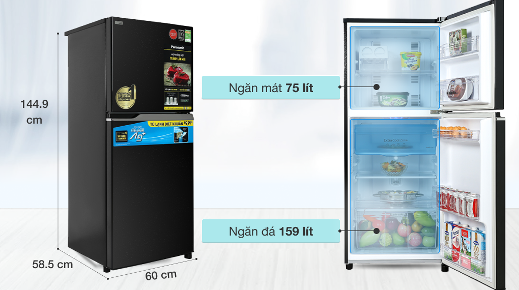 Tủ lạnh Panasonic Inverter 234 lít NR-TV261BPKV với thiết kế đơn giản, nhỏ gọn Tủ lạnh Panasonic Inverter 234 lít NR-TV261BPKV với thiết kế đơn giản, nhỏ gọn