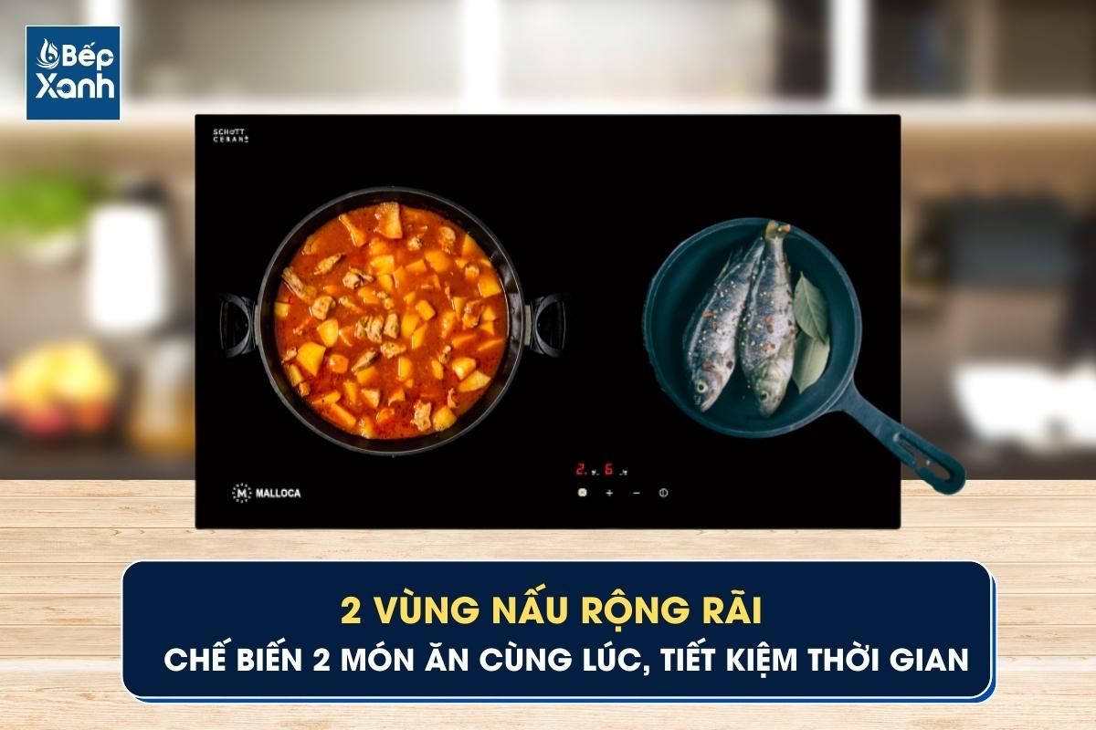 Bếp điện Malloca MR-732 với 2 vùng nấu