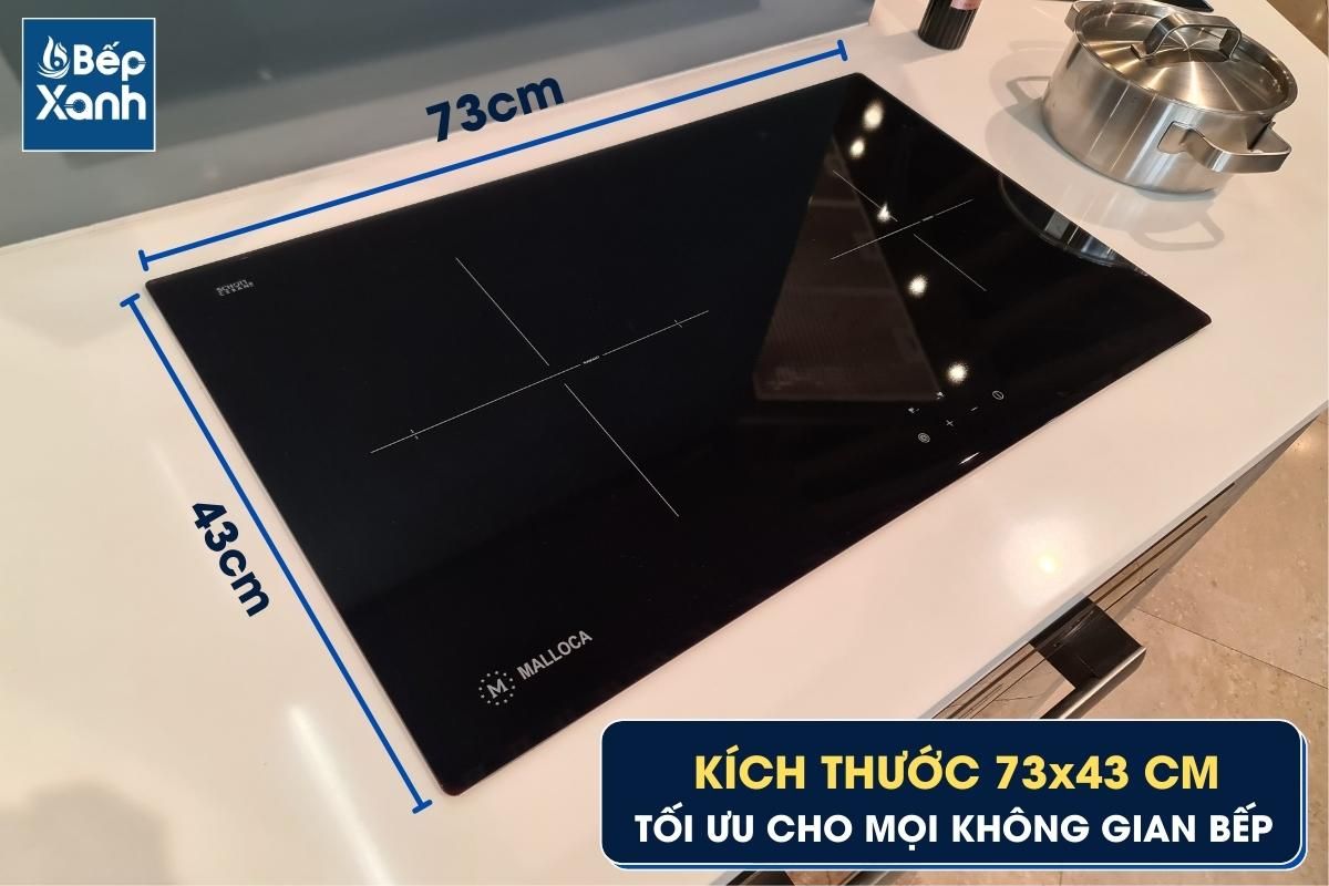 Bếp hồng ngoại Malloca MR 732 kích thước 73x43 cm