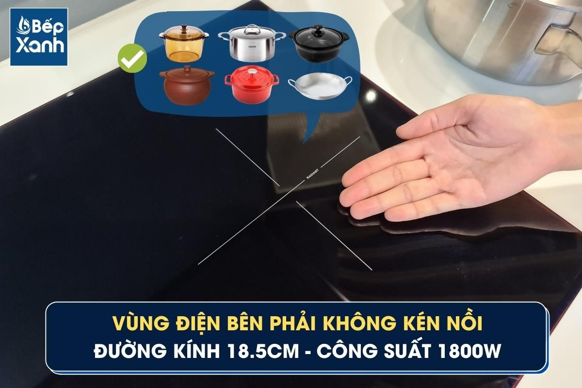 Vùng bên phải công suất 1800W
