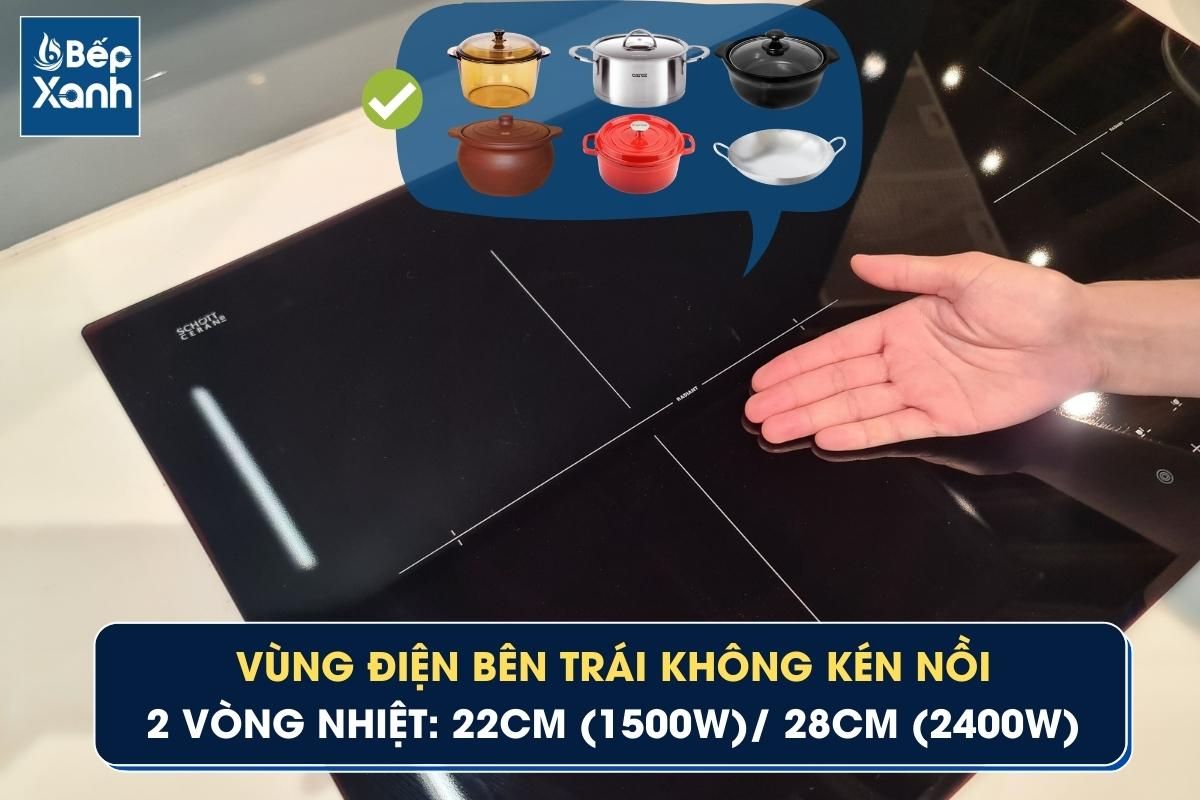Vùng bên trái công suấ t tối đa 2400W