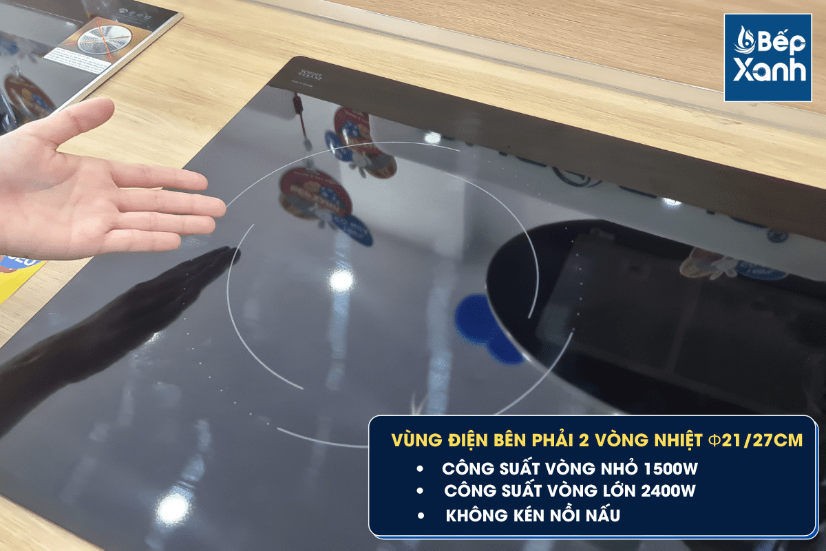 Vùng nấu điện bên trái