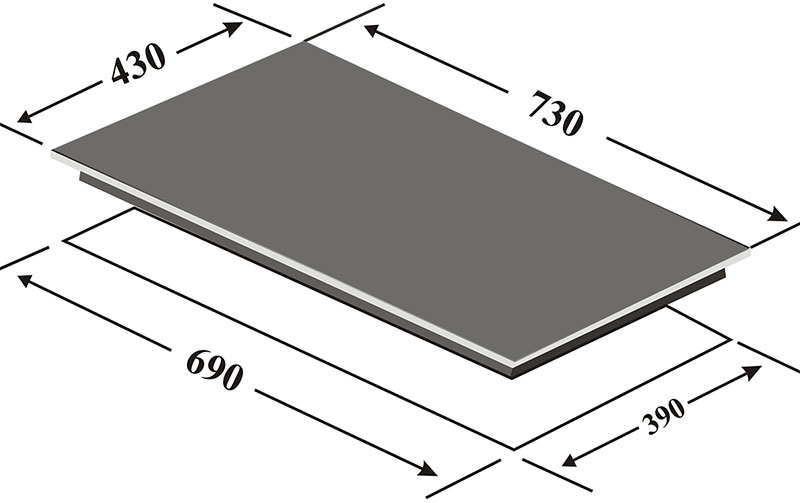Kích thước của bếp đôi từ Canzy CZ-MIX82T