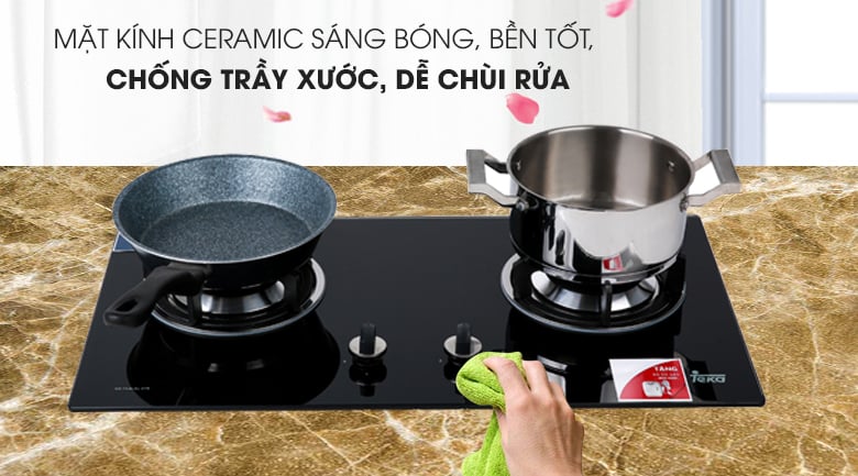 Mặt kính sáng bóng - Bếp gas âm TEKA GS 73 AI AL 2TR Mặt kính sáng bóng - Bếp gas âm TEKA GS 73 AI AL 2TR