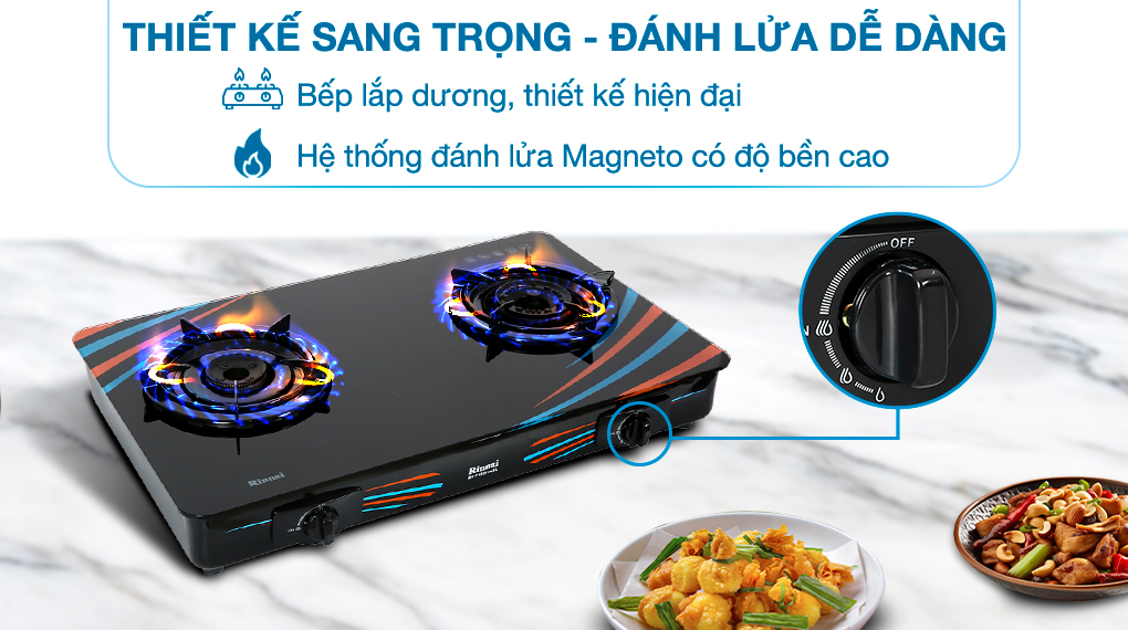 Thiết kế - Bếp ga đôi Rinnai RV-715Slim(GL-SC) Thiết kế - Bếp ga đôi Rinnai RV-715Slim(GL-SC)