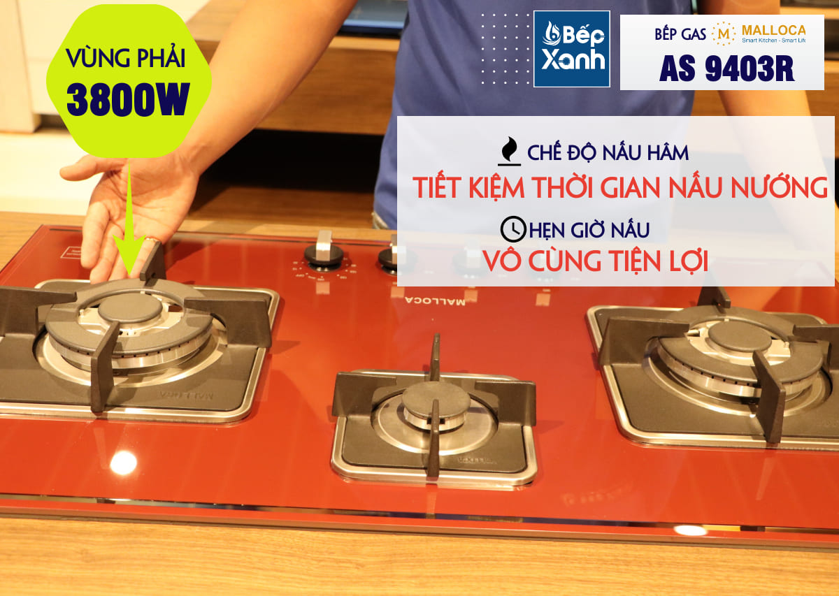 vùng bên phải của bếp gas Malloca AS 9403R