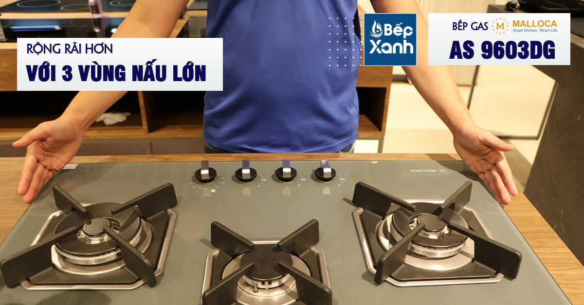 Bếp gas malloca as 9602dg thiết kế với 2 vùng nấu tiện lợi