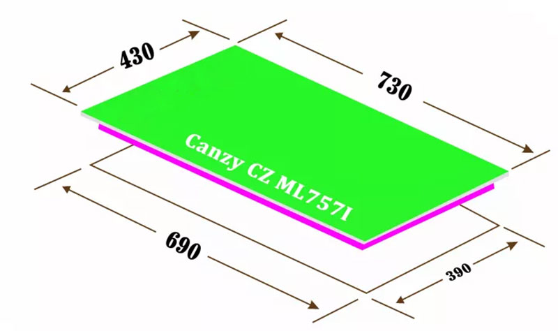 Kích thước của bếp từ đôi Canzy CZ-ML757I