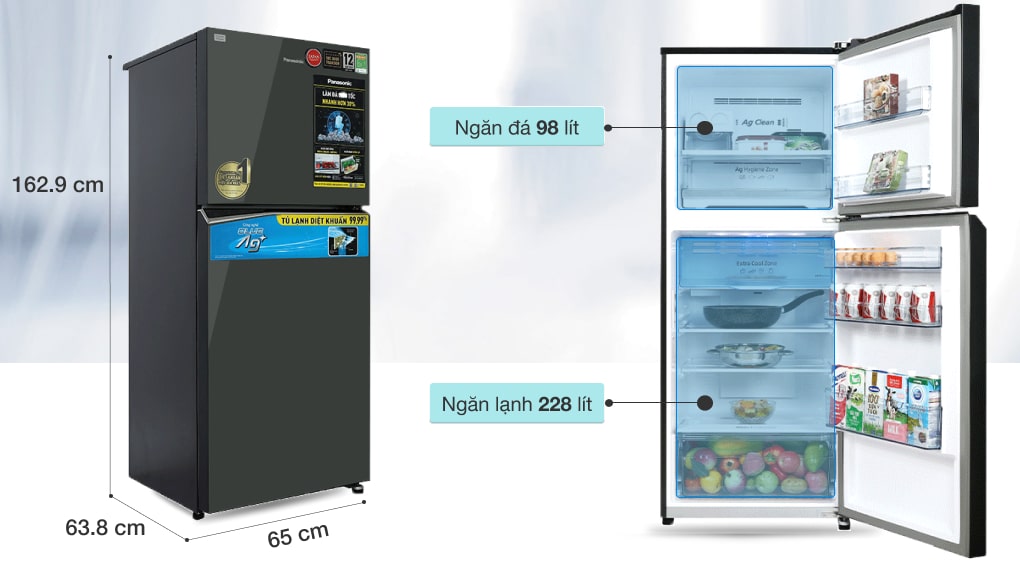Tủ lạnh Panasonic Inverter 326 lít NR-TL351VGMV - Dung tích 326 lít Tủ lạnh Panasonic Inverter 326 lít NR-TL351VGMV - Dung tích 326 lít