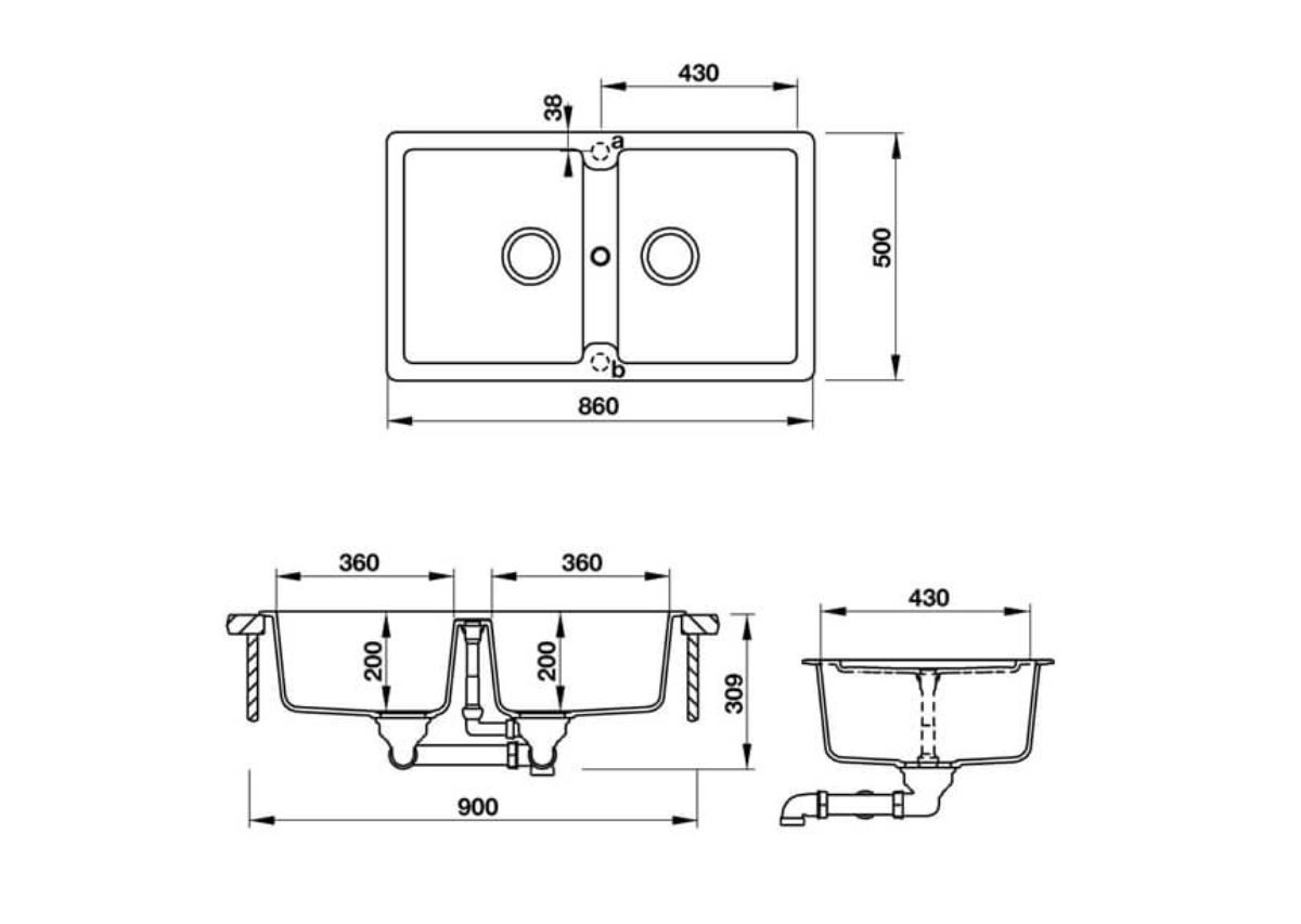 Chậu rửa Hafele 570.36.500 kích thước