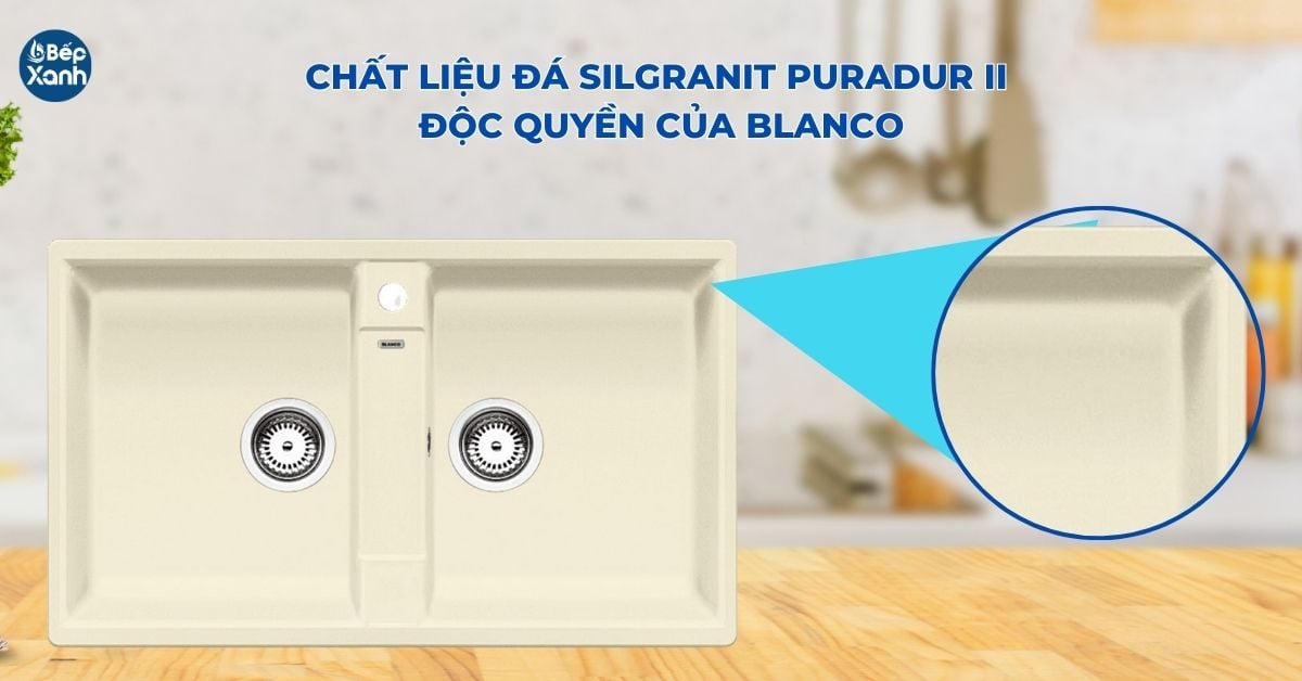 Chất liệu chậu đá Hafele Blanco Zia 9 567.68.640 Chấu Blanco Zia 9 567.68.640 hoàn thiện từ đá Silgranite chịu lực tốt