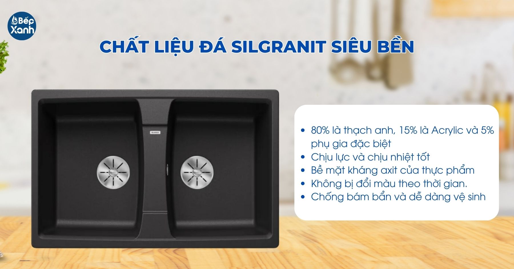 Blanco LEXA 8 được chế tạo từ chất liệu Đá Silgranit siêu bền