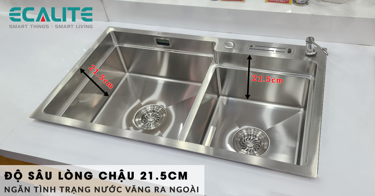 Độ sâu lòng chậu ESD-8248HS chống văng nước ra ngoài