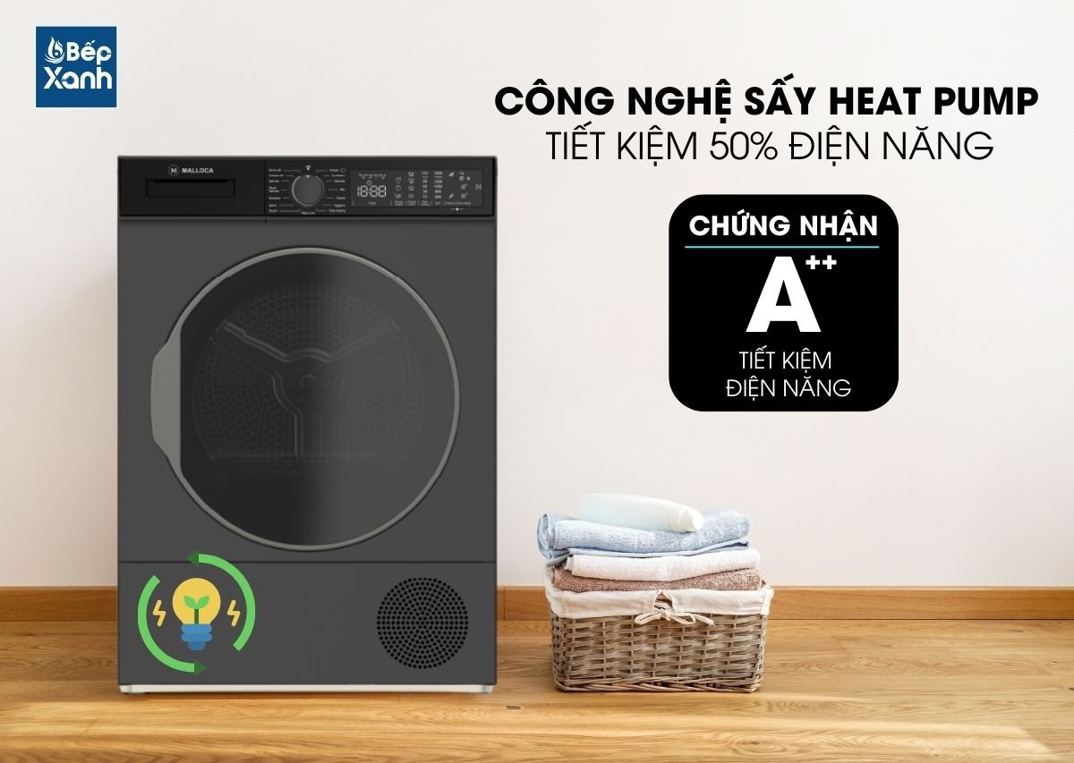 công nghệ Heat pump Máy sấy quần áo Malloca MTD-T1510HP