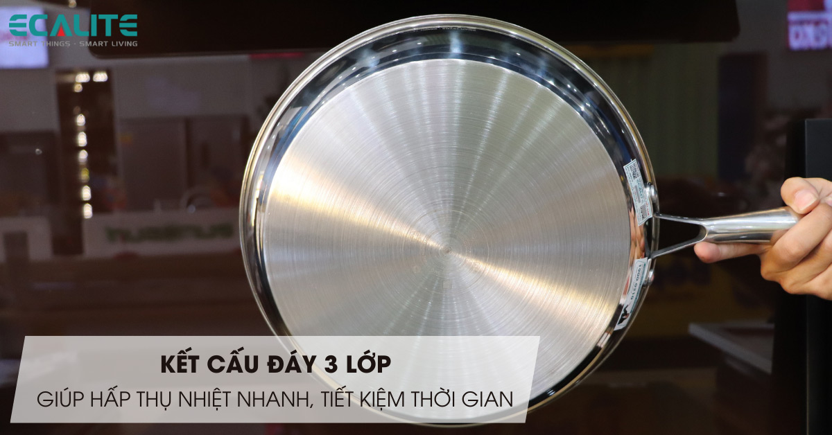 Kết cấu đáy 3 lớp của chảo chống dính EP-28EHN