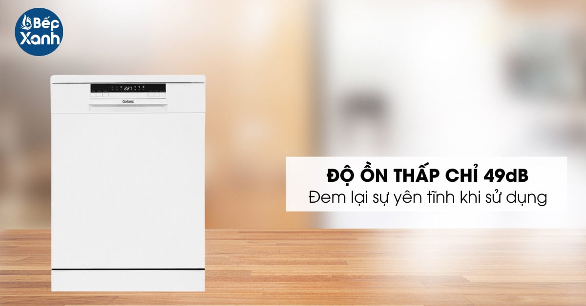 Máy rửa bát độc lập Galanz GR12462T có độ ồn thấp chỉ 49dB