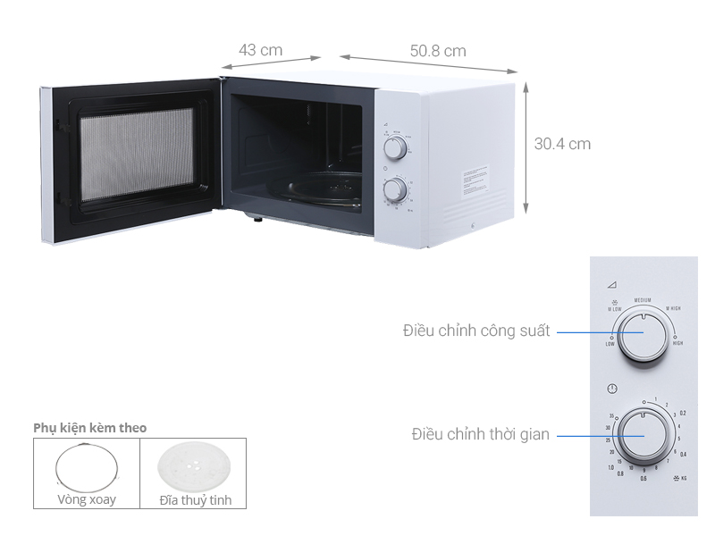 Thông số kỹ thuật Lò vi sóng Electrolux EMM2525MW 25 lít