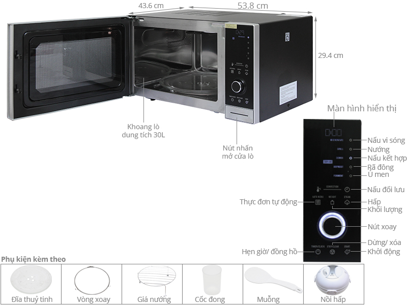 Thông số kỹ thuật Lò vi sóng Electrolux EMS3085X 30 lít