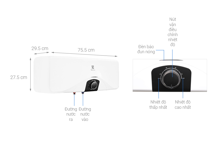 Thông số kỹ thuật Máy nước nóng Electrolux EWS202DX-DWM 20 lít