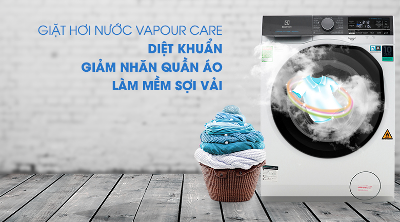 Công nghệ giặt hơi nước Vapour Care - Máy giặt sấy Electrolux Inverter 11 kg EWW1141AEWA