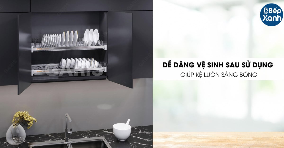 Kệ bát đĩa cố định Garis GB04.70E dễ dàng vệ sinh bằng khăn mềm