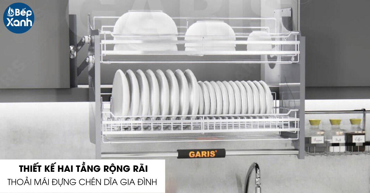 Giá bát đĩa nâng hạ Garis GL06.80C thiết kế hai tầng rộng rãi