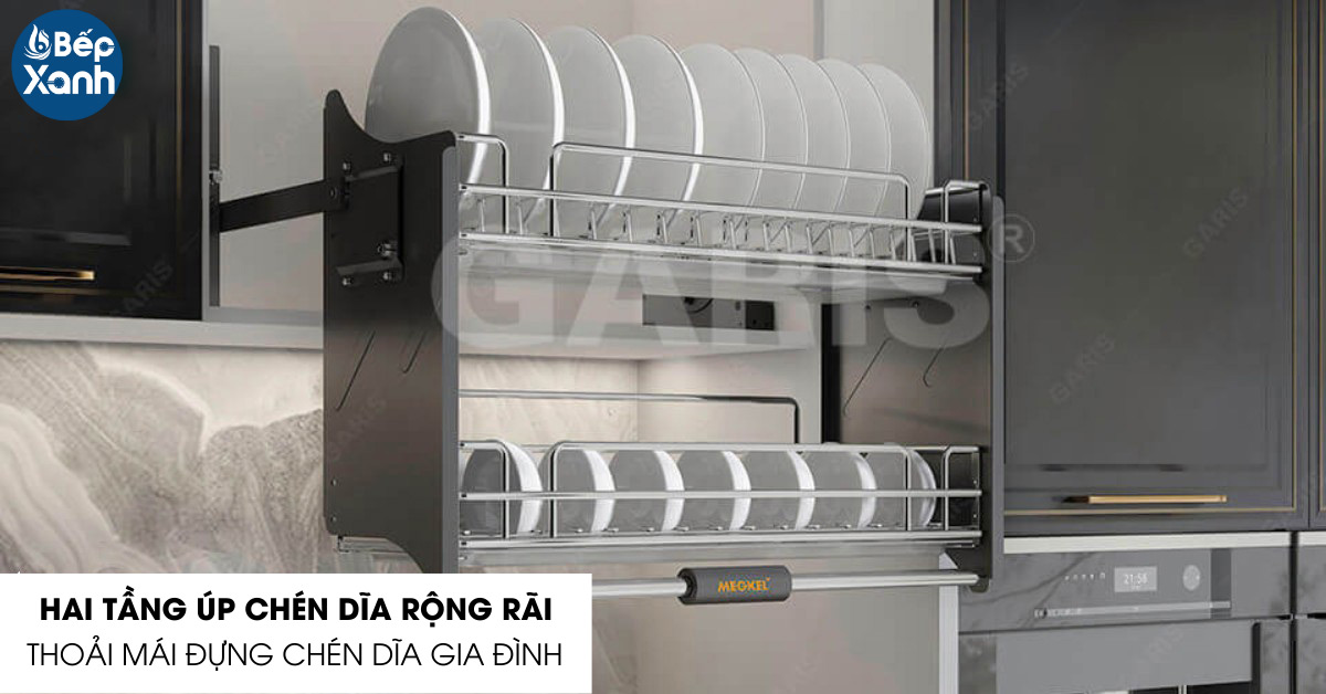 Giá bát đĩa nâng hạ Garis ML06.70V hai tầng chứa rộng rãi