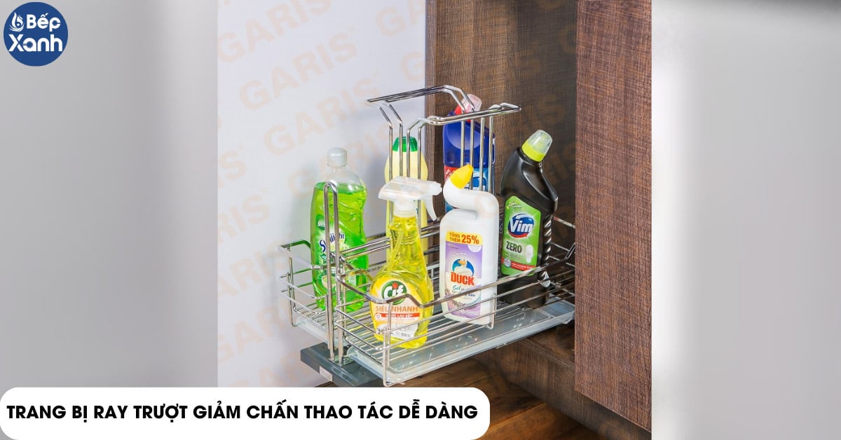 Kệ để chất tẩy rửa Garis BT02.350 ray trượt giảm chấn