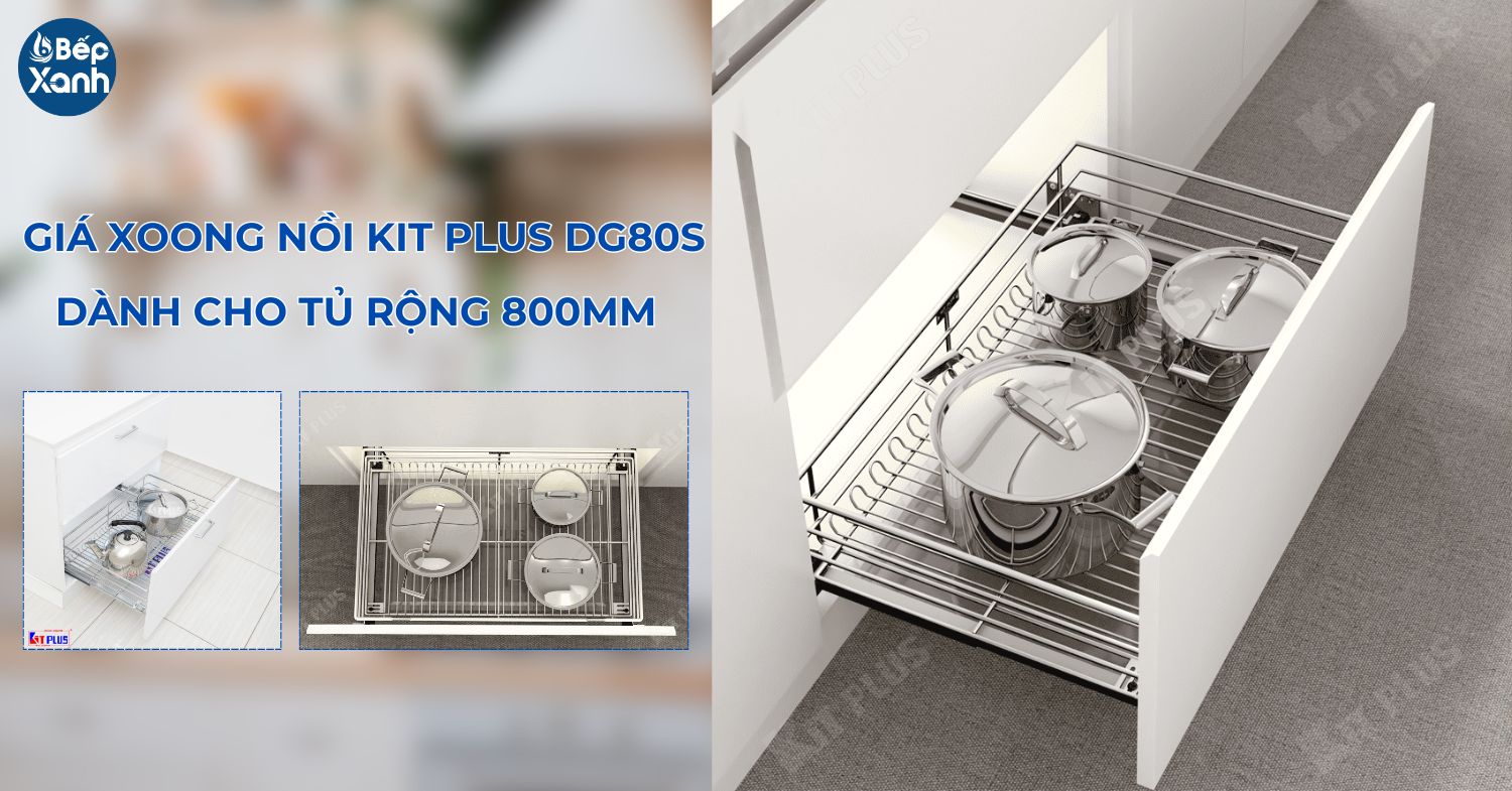 Giá xoong nồi inox nan tròn KIT PLUS DG80S Giá xoong nồi inox nan tròn KIT PLUS DG80S dành cho tủ 800mm