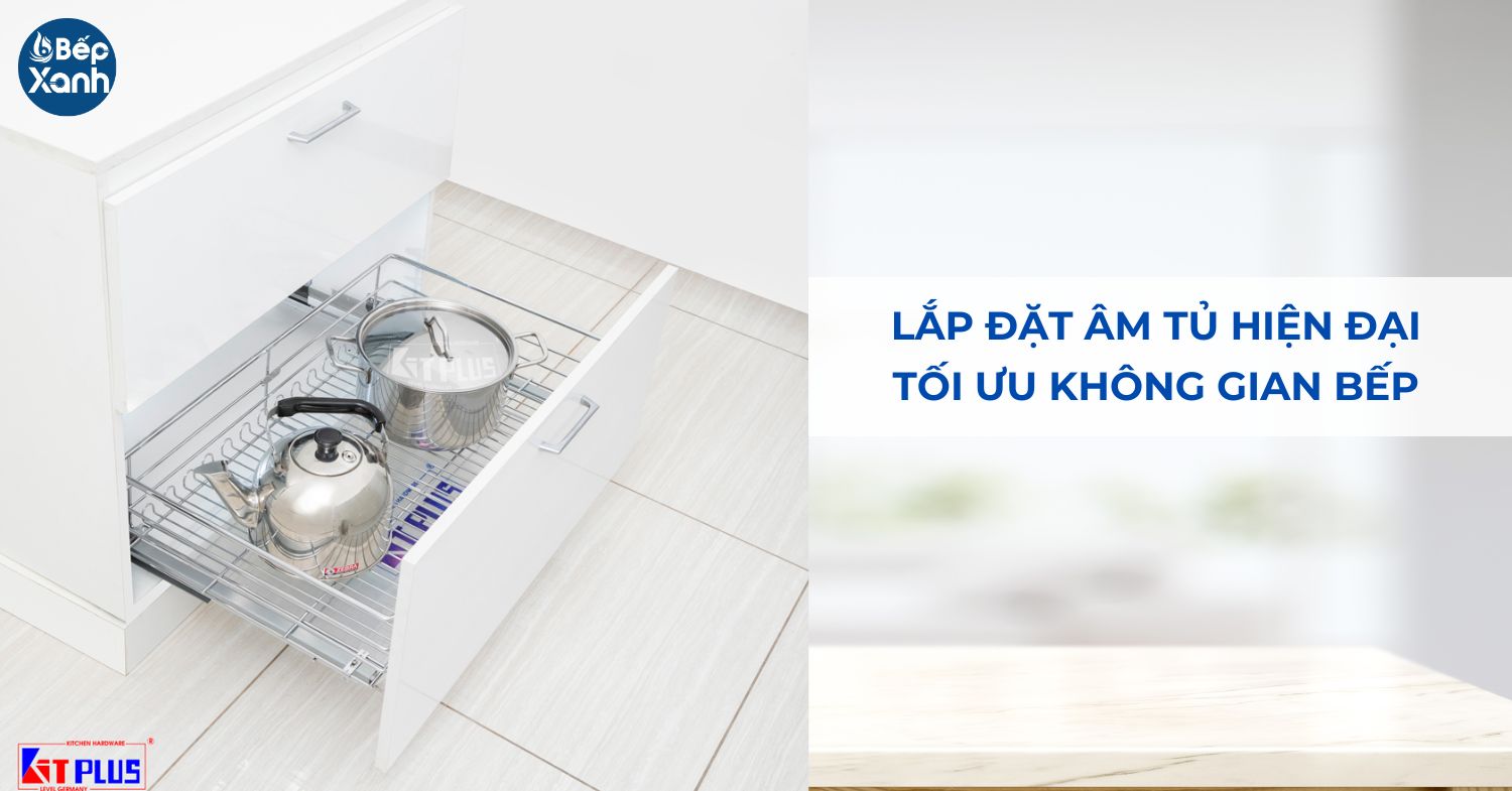 Thiết kế lắp âm tủ của giá xoong nồi KitPlus DG80S Kệ lắp âm vào bên trong tủ bếp giúp bếp tối ưu diện tích