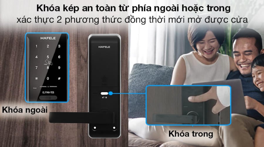 Khóa kép - Khóa điện tử Hafele thân khóa lớn EL7700 (912.05.584)