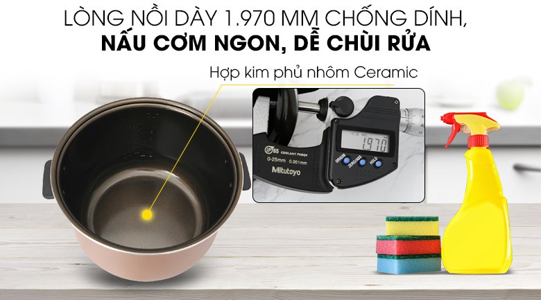 Chất liệu lòng nồi - 20 Công nghệ nấu đa dạng - Nồi cơm điện tử Kangaroo 1.8 lít KG18DR8 Chất liệu lòng nồi hợp kim nhôm phủ chống dính - Nồi cơm điện tử Kangaroo 1.8 lít KG18DR8