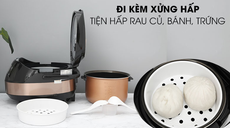Đi kèm xửng hấp - Nồi cơm điện tử Kangaroo 1.8 lít KG18DR8 Đi kèm xửng hấp - Nồi cơm điện tử Kangaroo 1.8 lít KG18DR8