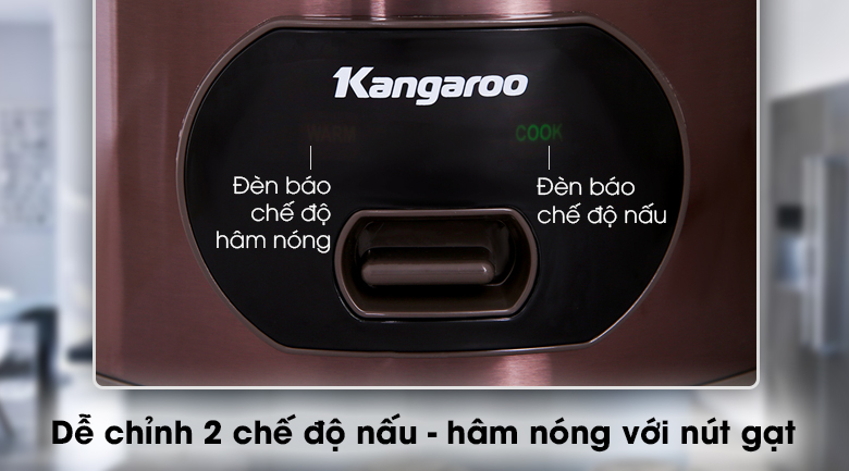 Nồi cơm nắp gài Kangaroo KG18R2 1.8 lít - Chế độ nấu - hâm nóng có thể điều chỉnh dễ dàng qua điều khiển nút gạt
