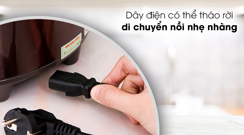 Nồi cơm nắp gài Kangaroo KG18R2 1.8 lít - Dây điện có thể tháo rời