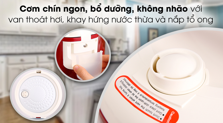 Nồi cơm nắp gài Kangaroo KG378H 1.8 lít - Kiểm soát hơi nước, cho cơm bổ dương, hạn chế nhão