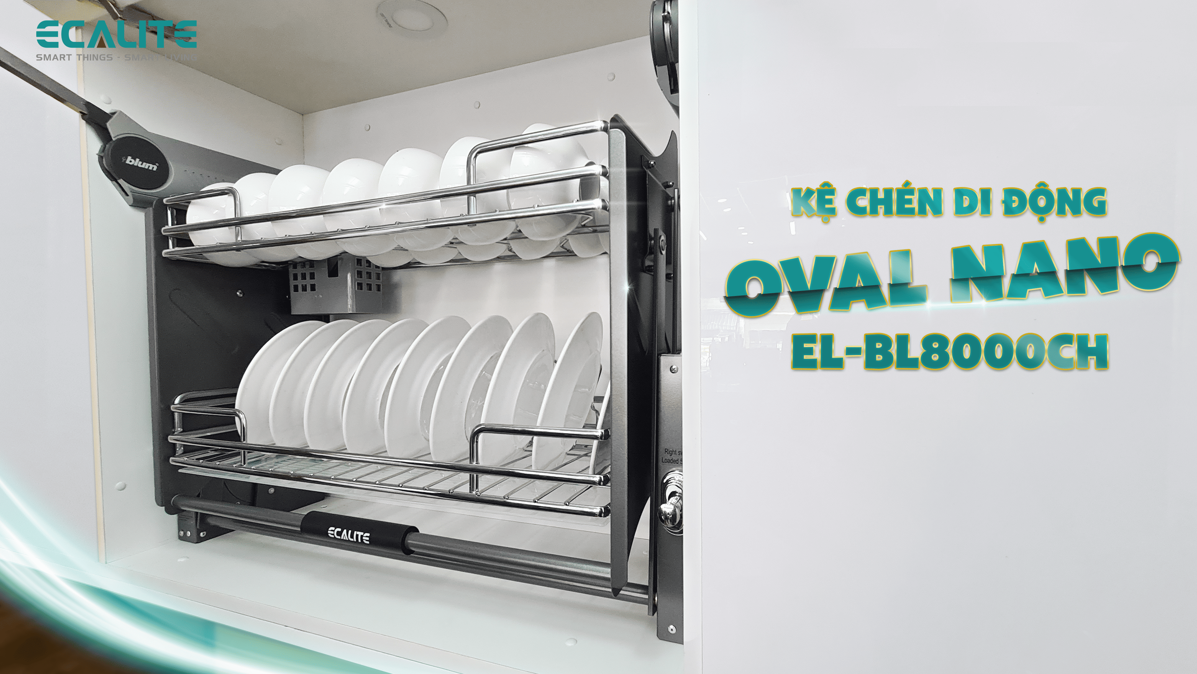 Tổng quan thiết kế kệ chén di động tủ trên Ecalite EL-BL8000CH