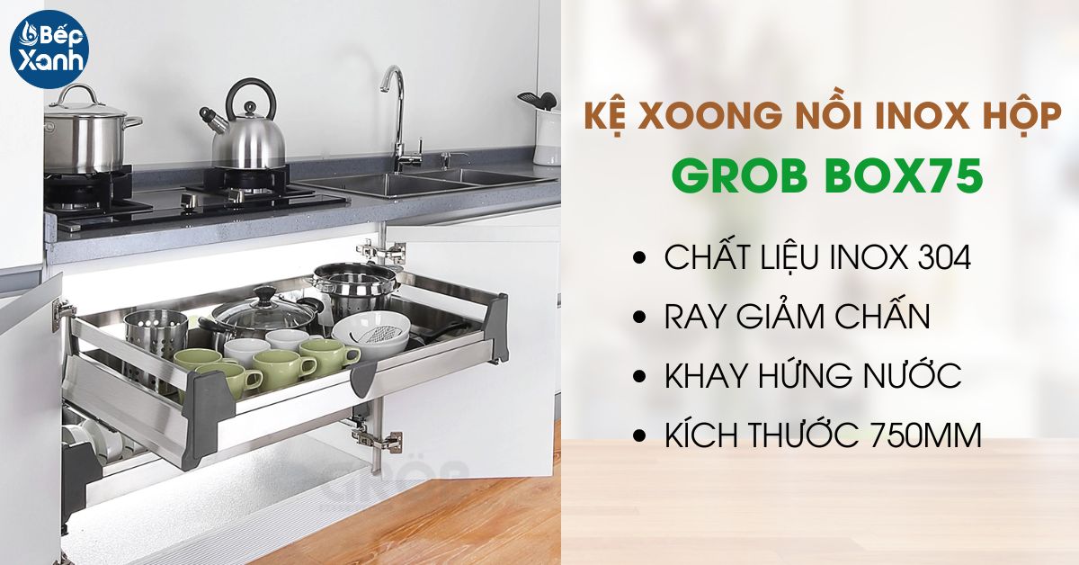 kệ xoong nồi inox hộp Grob Box75 kệ xoong nồi inox hộp Grob Box75