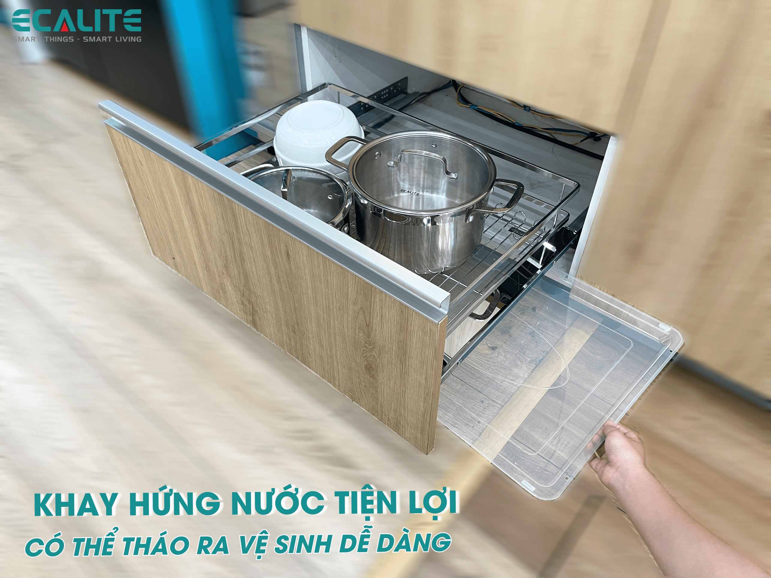 Kệ xoong nồi tủ dưới Ecalite EL-EP7003SC khay hứng nước