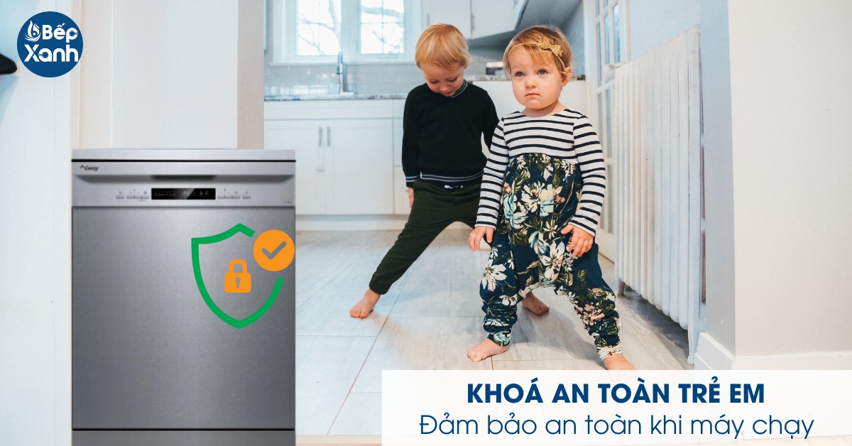 Khoá an toàn được tích hợp trên máy rửa chén Canzy