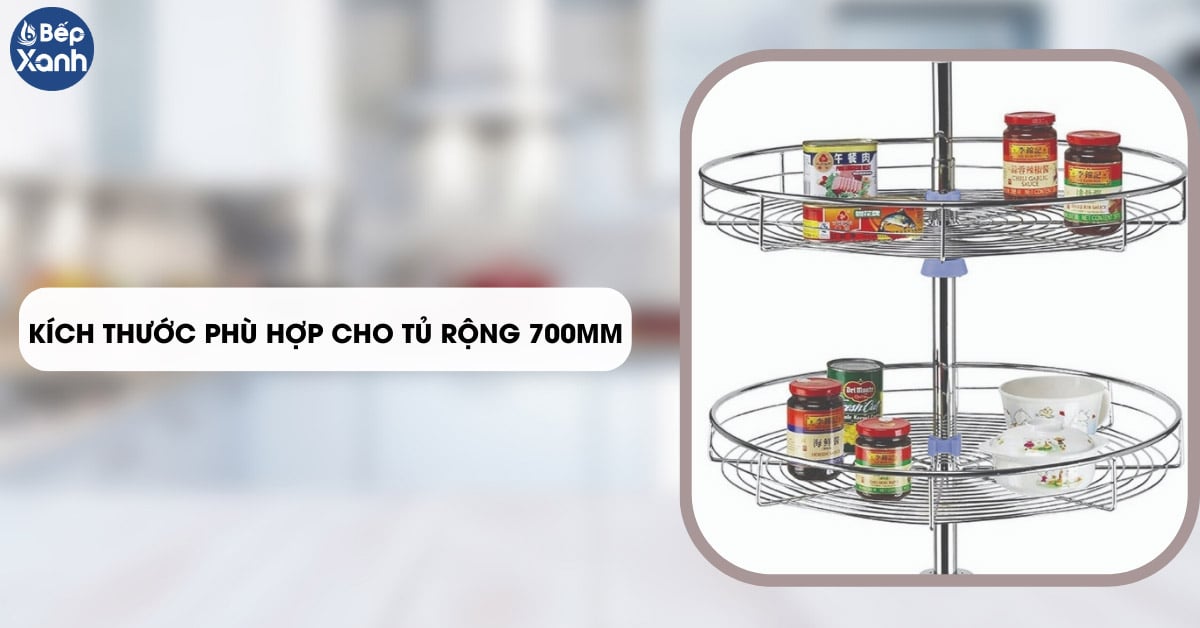 Mâm xoay góc mở 4/4 Garis GS07.70E kích thước phù hợp tủ 700mm