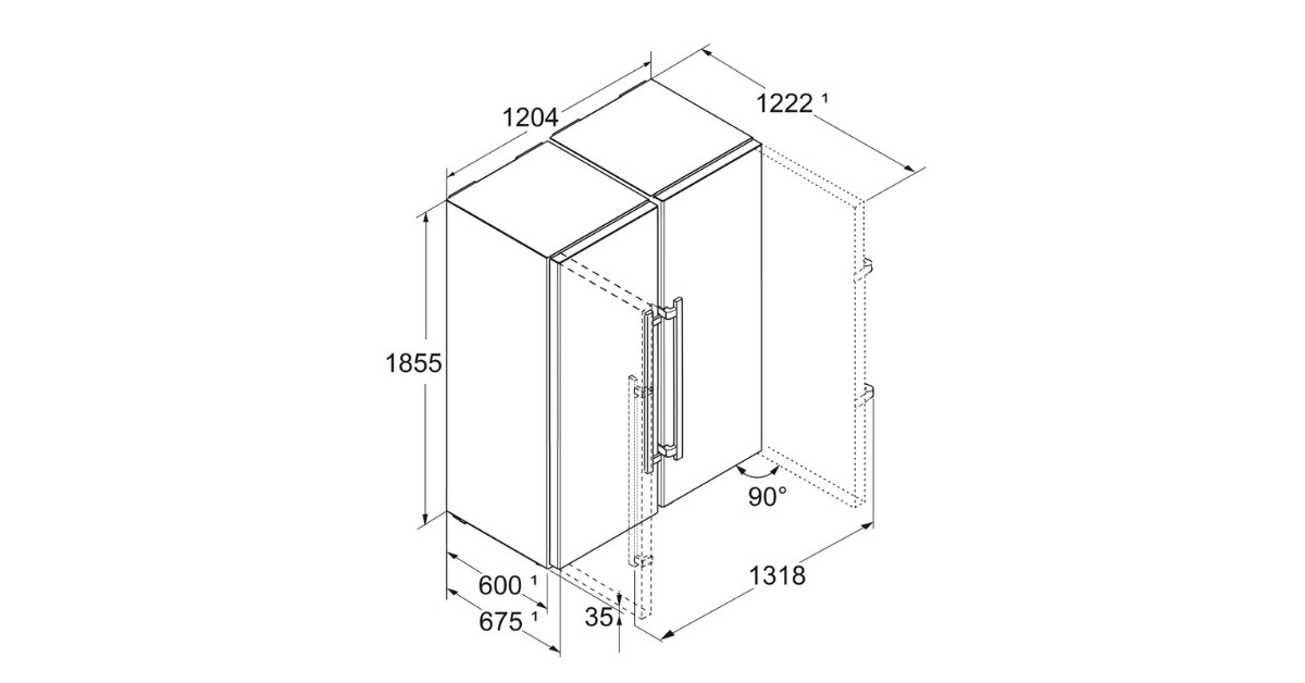 Tủ lạnh 665 lít Liebherr XRFbs 5295 kích thước tủ