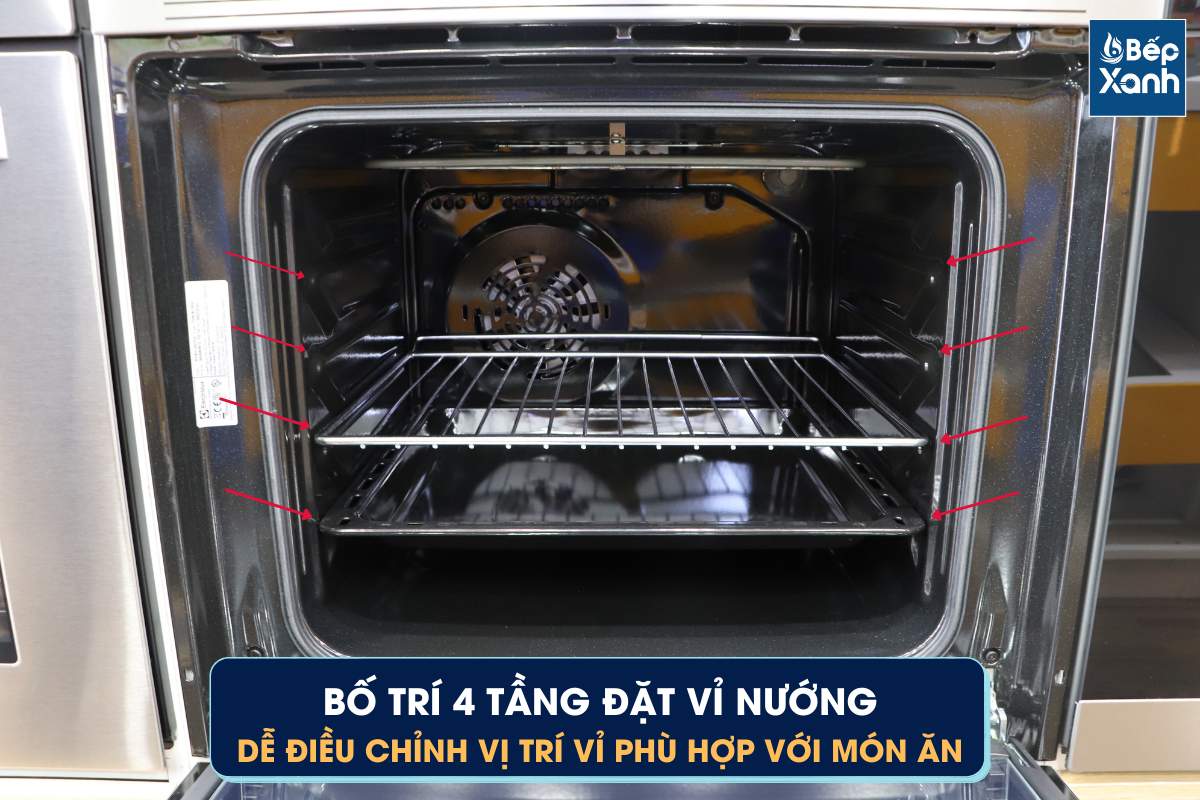Lò có 4 tầng đặt vỉ nướng