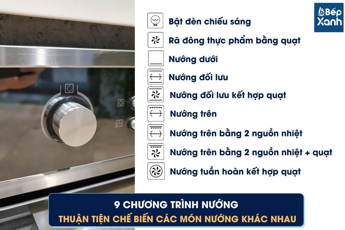 9 chức năng nướng tiện lợi