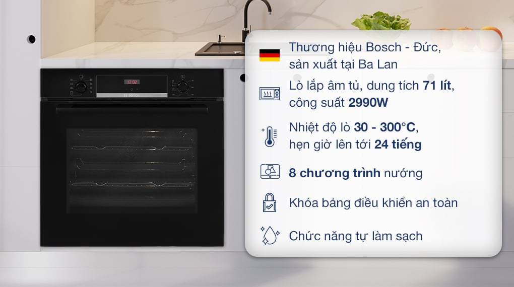 Lò nướng âm Bosch HBS534BB0B 71 lít - Tổng quát Lò nướng âm Bosch HBS534BB0B 71 lít - Tổng quát